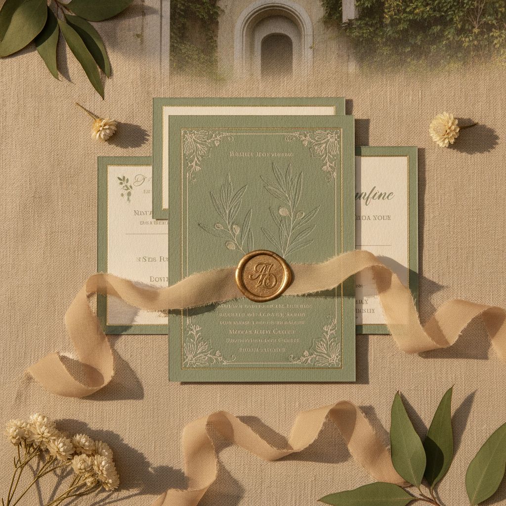 Elegant wedding stationery and place-setting details